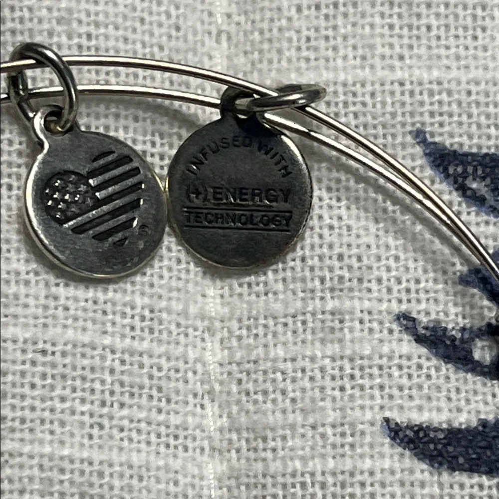 Alex and Ani Blue and Silver‎ Tone Bangle Charm Bracelet